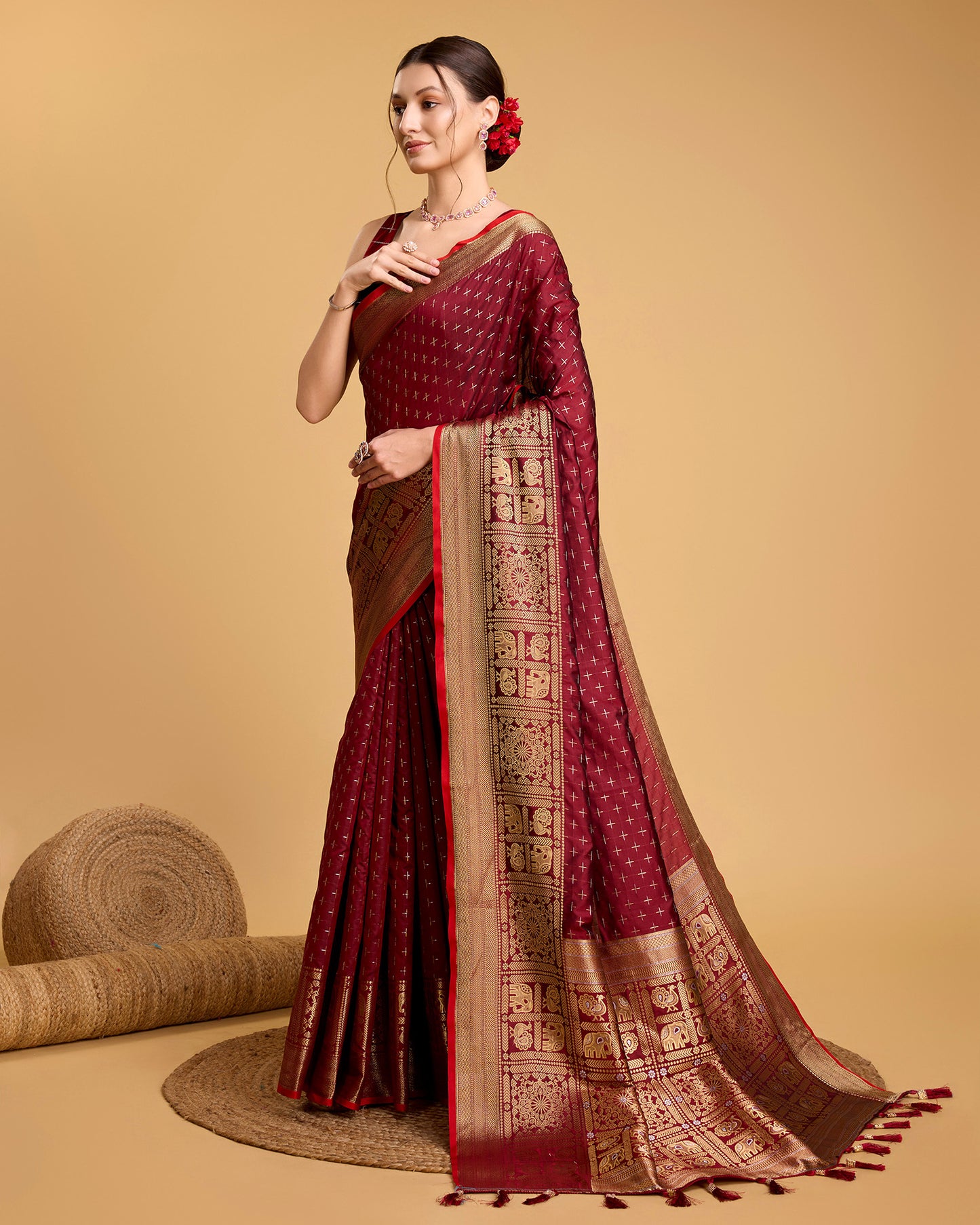 NIMIDIYA WOVEN KANJIPURAM PURE SILK SAREE