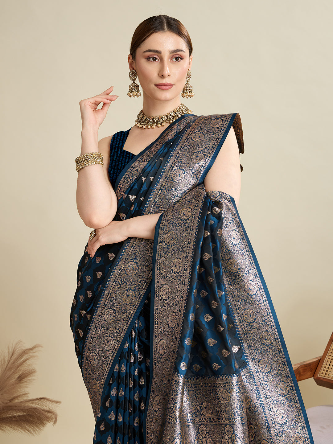 BANARSI STYLE LEELIPEERI WOVEN DESIGN ZARI SILK COTTON SAREE