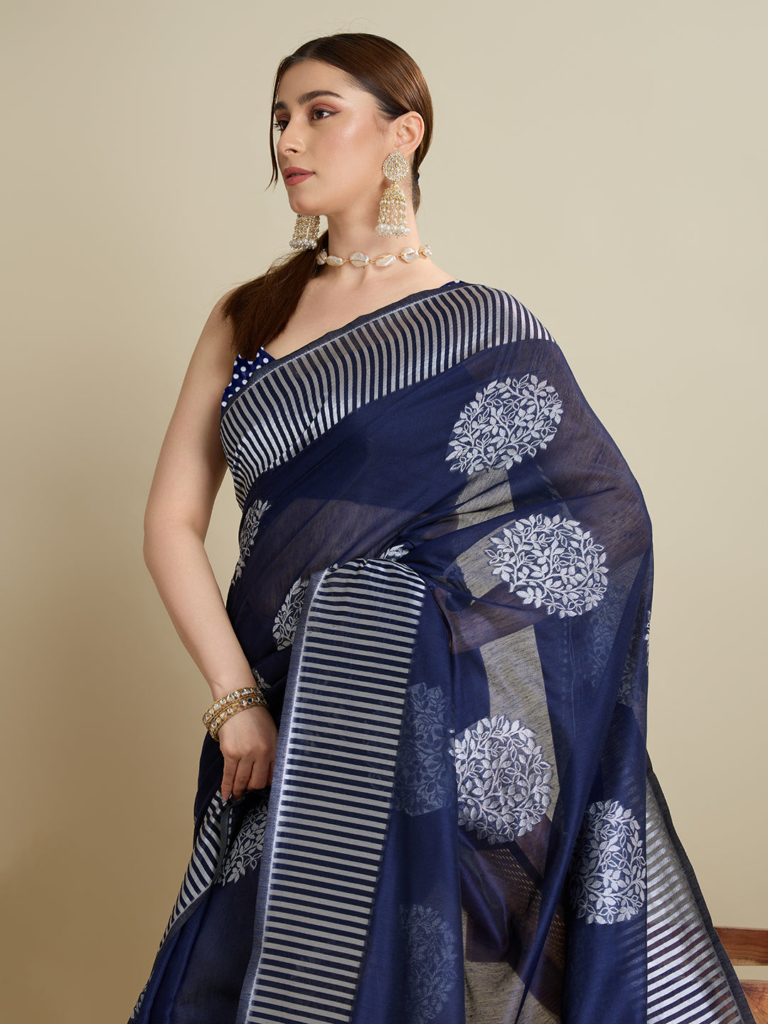 ETHNIC MOTIFS SILK BLEND SAREE