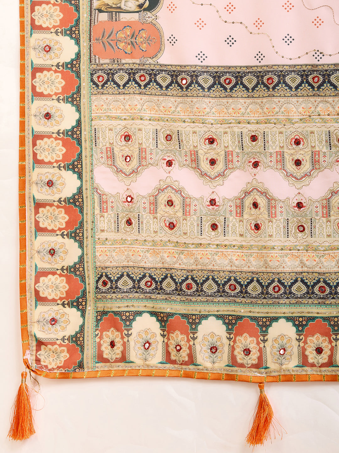 VEDANTA VASTRAM MASLIN COTTON DIGITAL PRINTED EMBROIDERED WORK SAREE