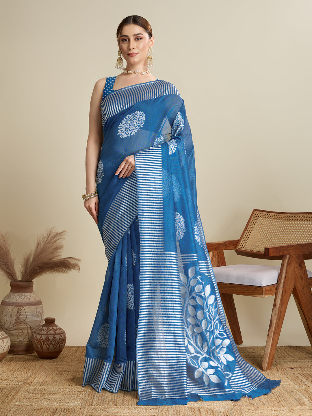 ETHNIC MOTIFS SILK BLEND SAREE