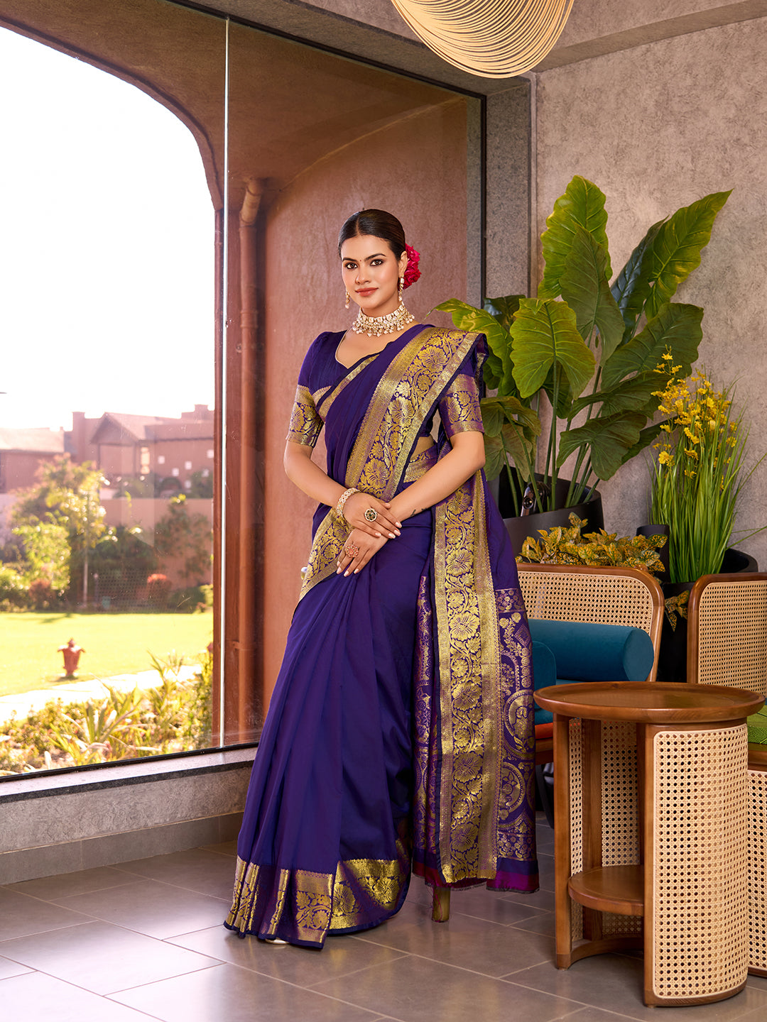 SATRANI PURE SILK CREPE PRINTED SAREE WITH UNSTITCHED BLOUSE