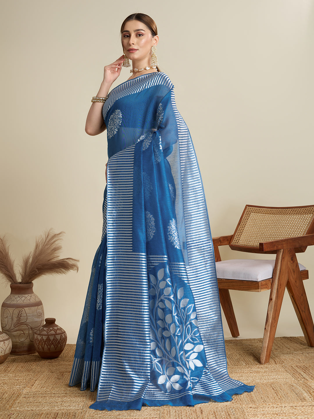 ETHNIC MOTIFS SILK BLEND SAREE