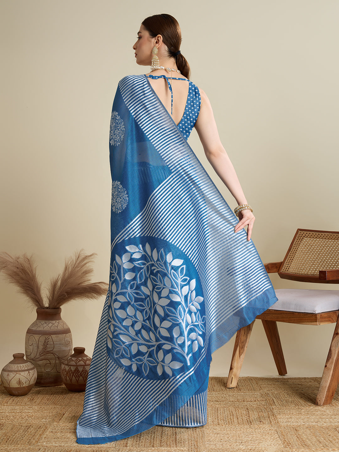 ETHNIC MOTIFS SILK BLEND SAREE
