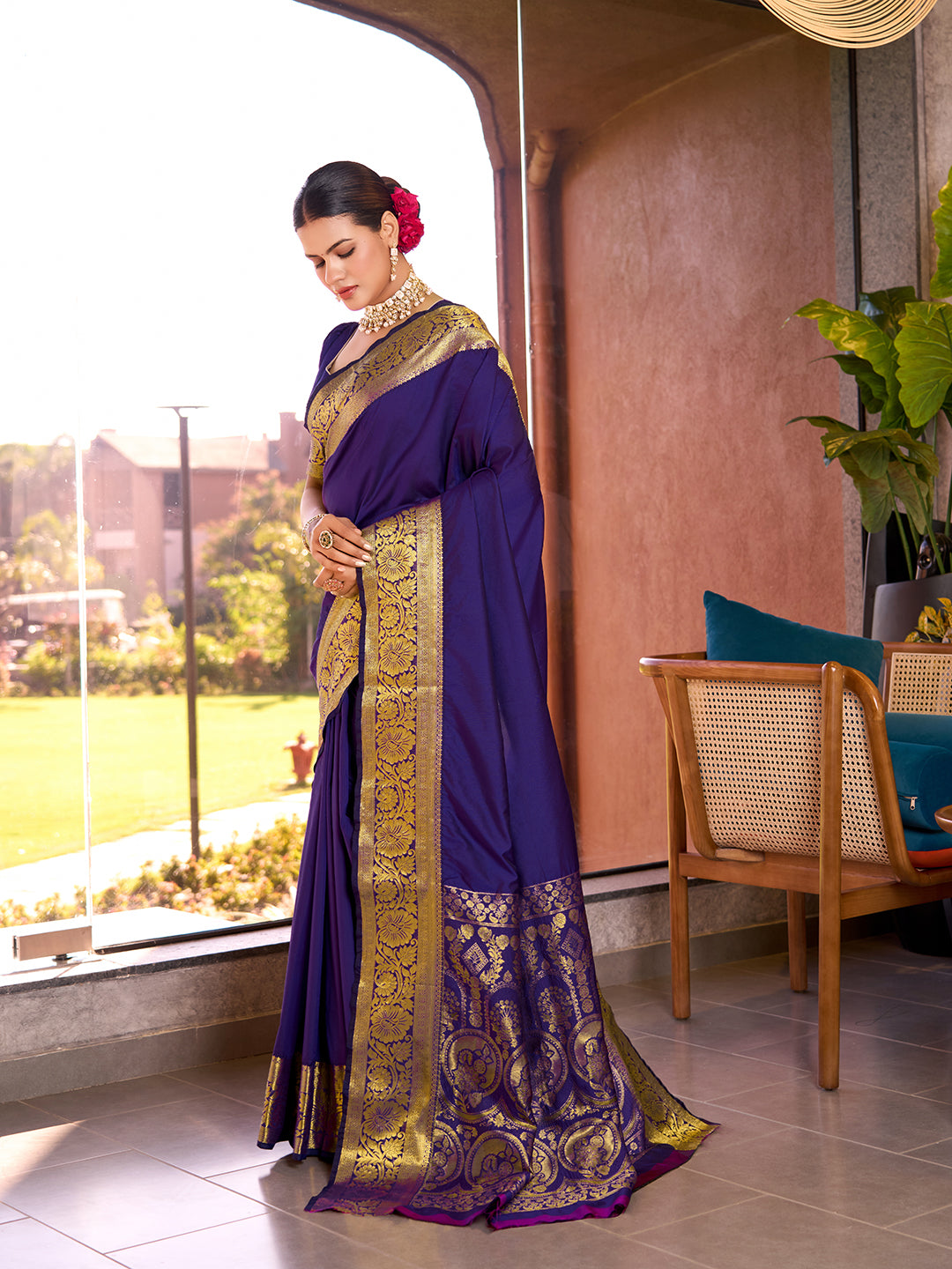 SATRANI PURE SILK CREPE PRINTED SAREE WITH UNSTITCHED BLOUSE