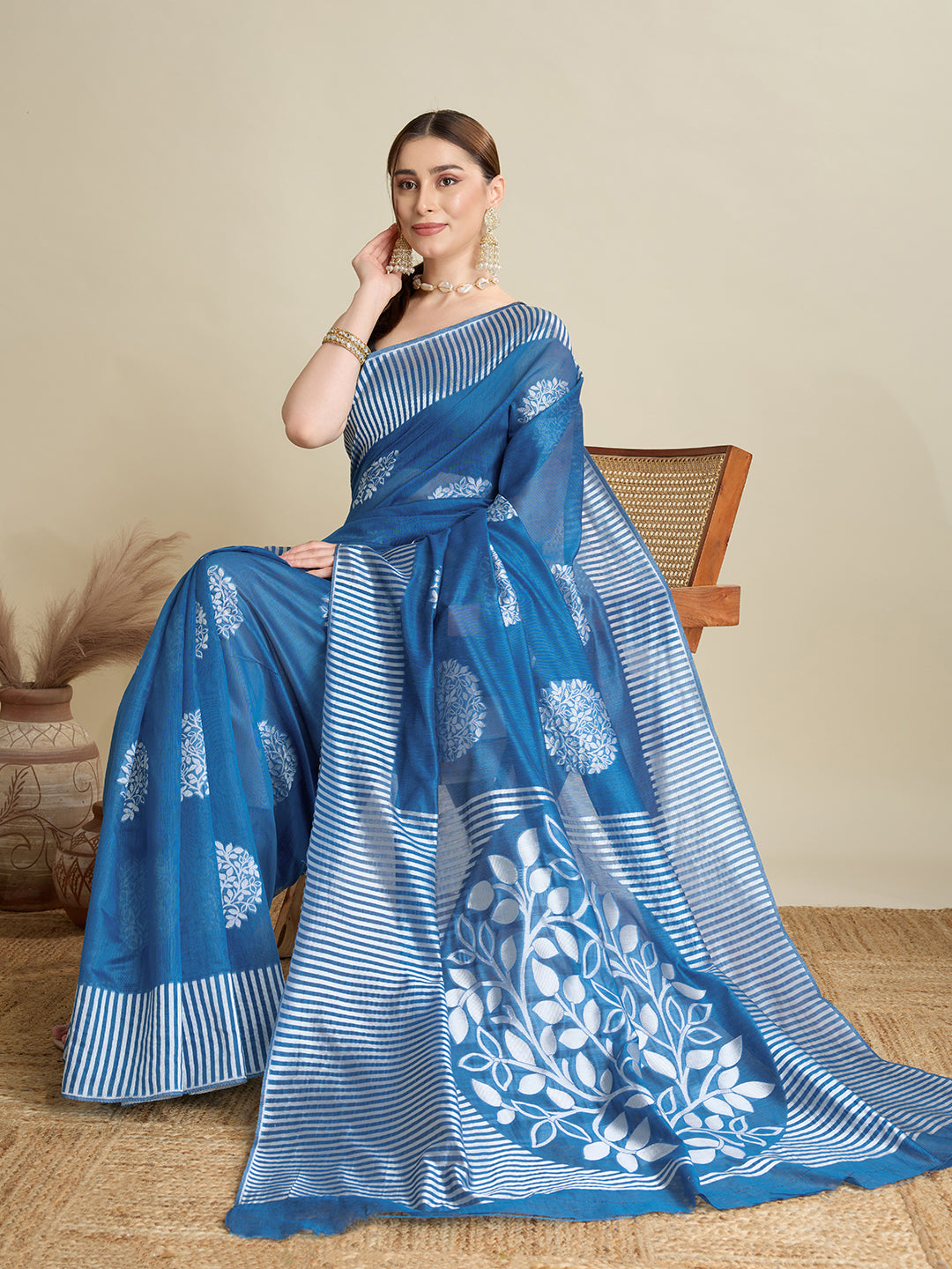 ETHNIC MOTIFS SILK BLEND SAREE