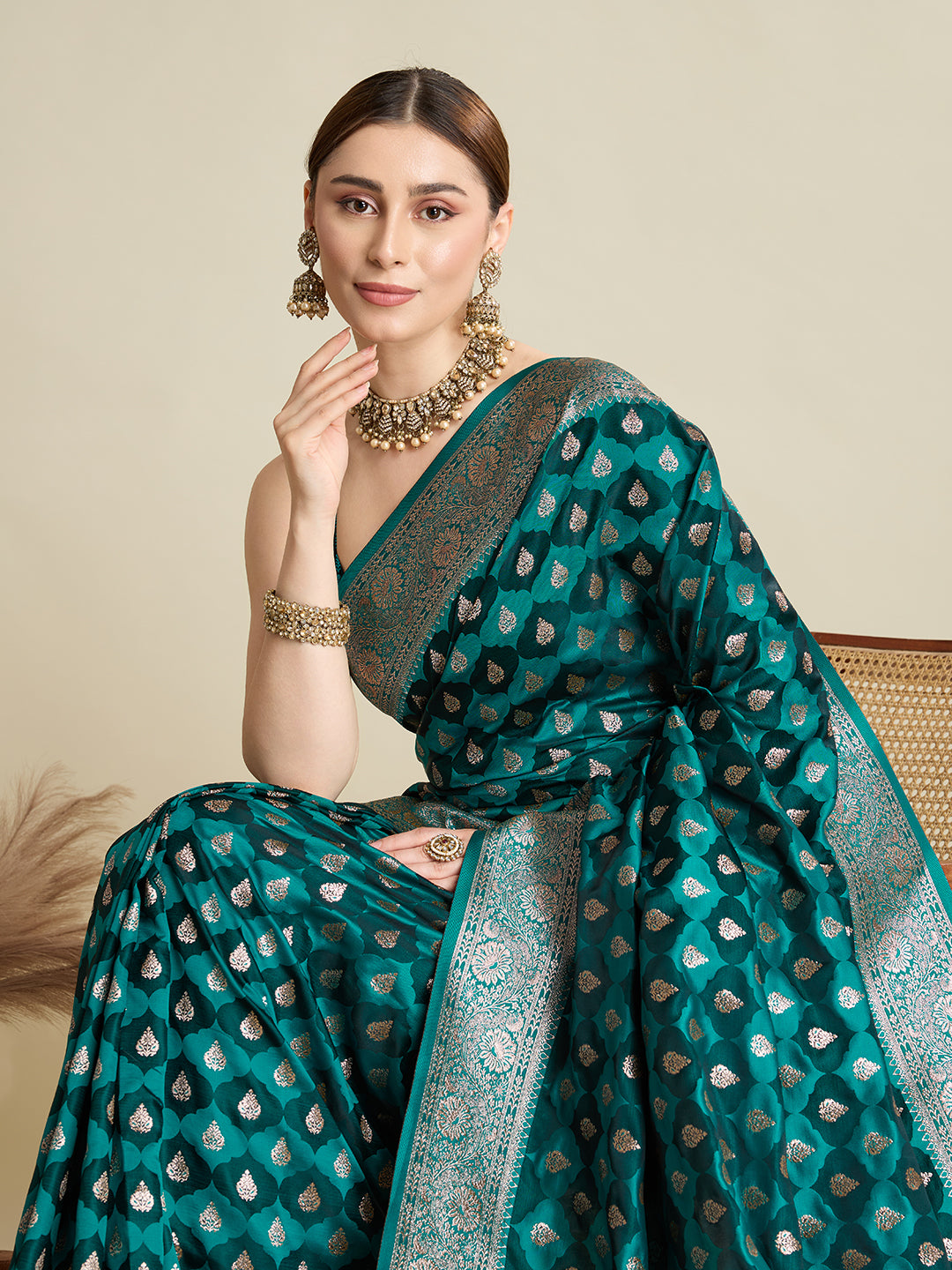 BANARSI STYLE LEELIPEERI WOVEN DESIGN ZARI SILK COTTON SAREE