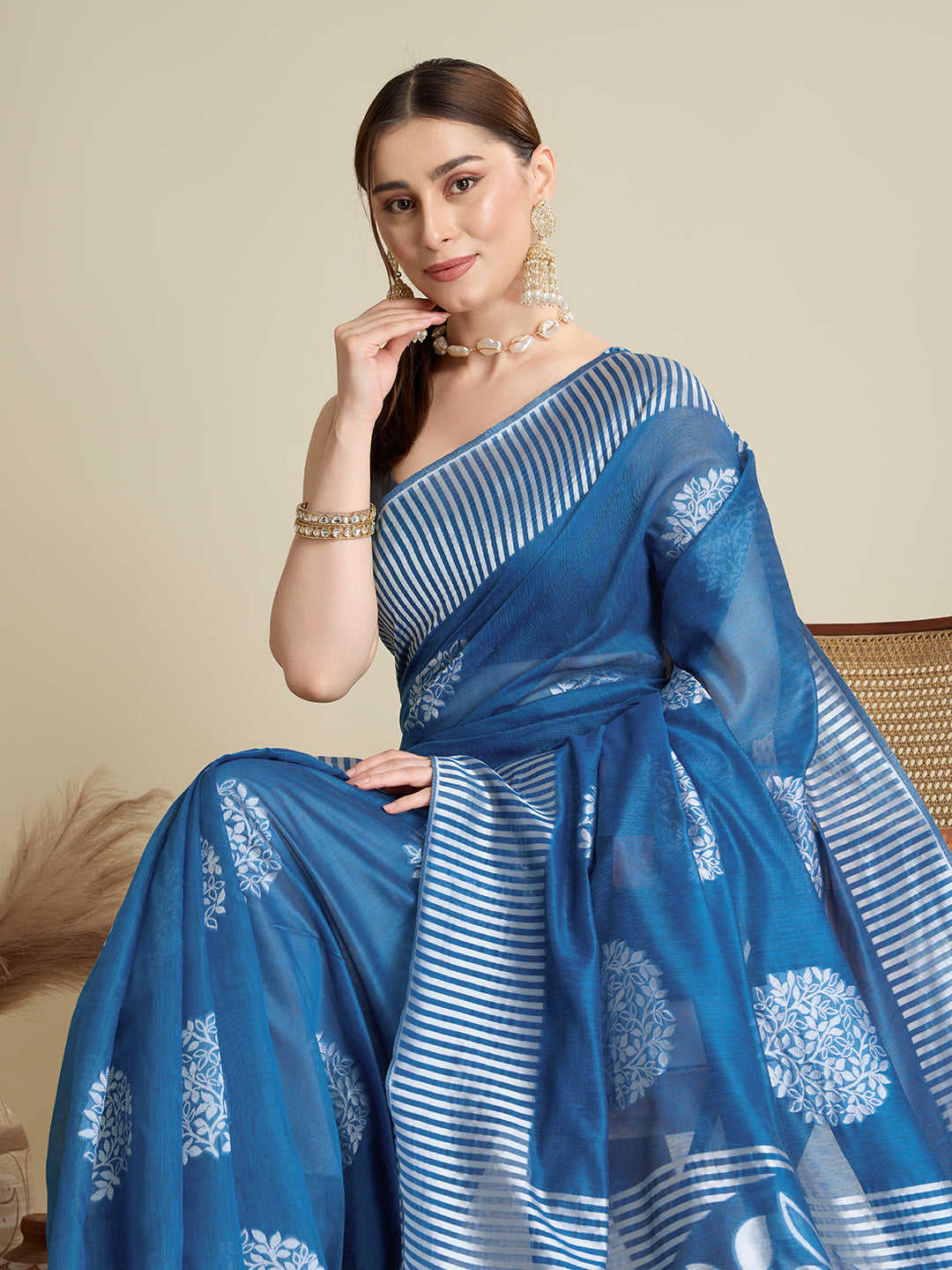 ETHNIC MOTIFS SILK BLEND SAREE