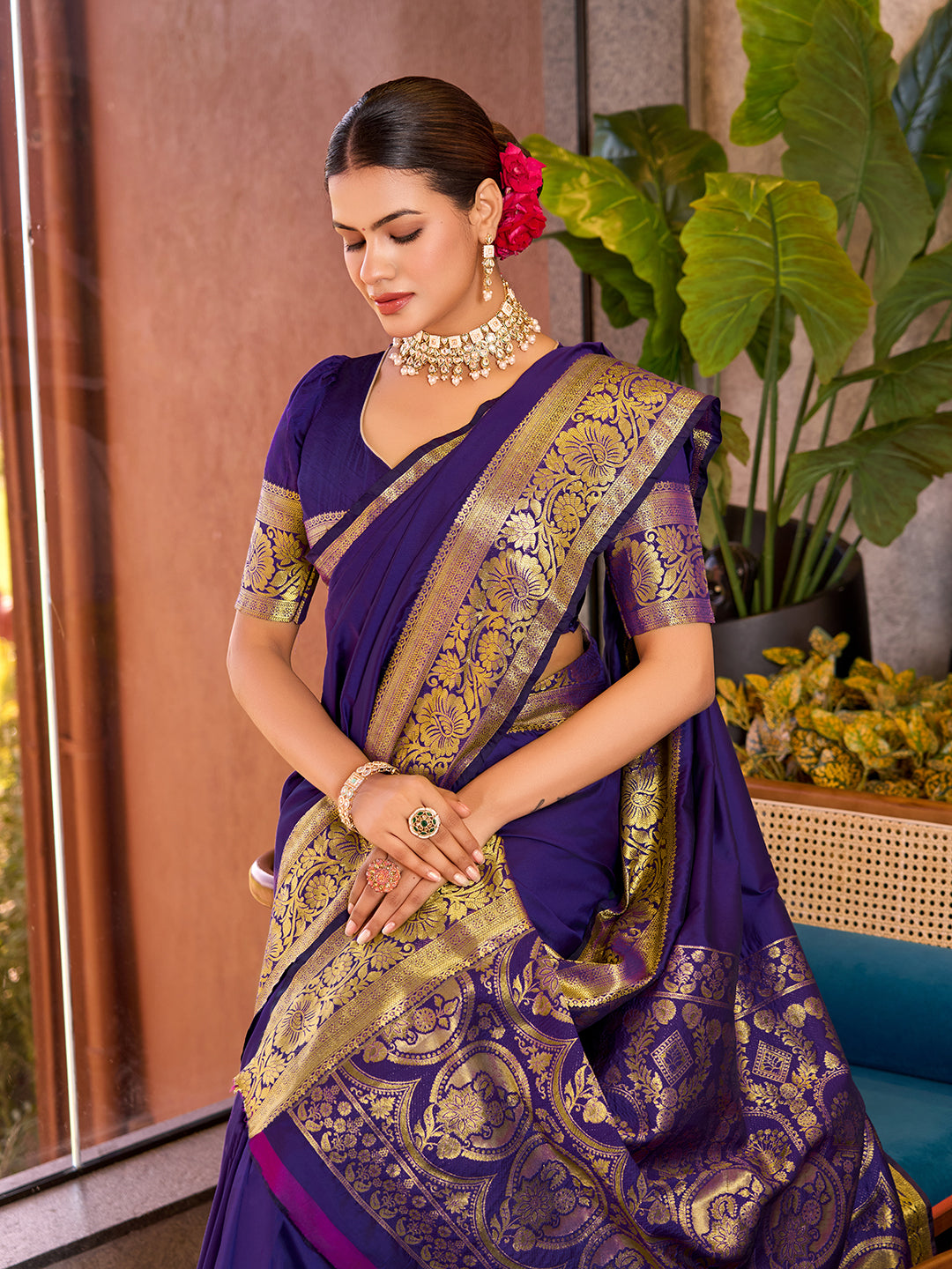 SATRANI PURE SILK CREPE PRINTED SAREE WITH UNSTITCHED BLOUSE