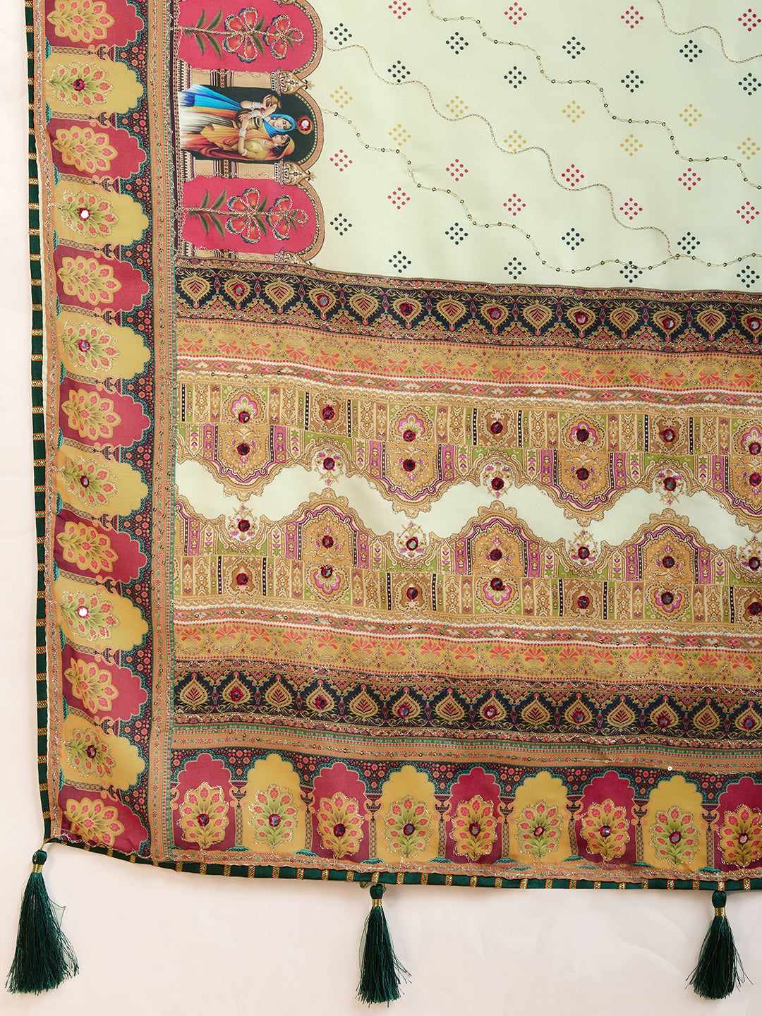 VEDANTA VASTRAM MASLIN COTTON DIGITAL PRINTED EMBROIDERED WORK SAREE