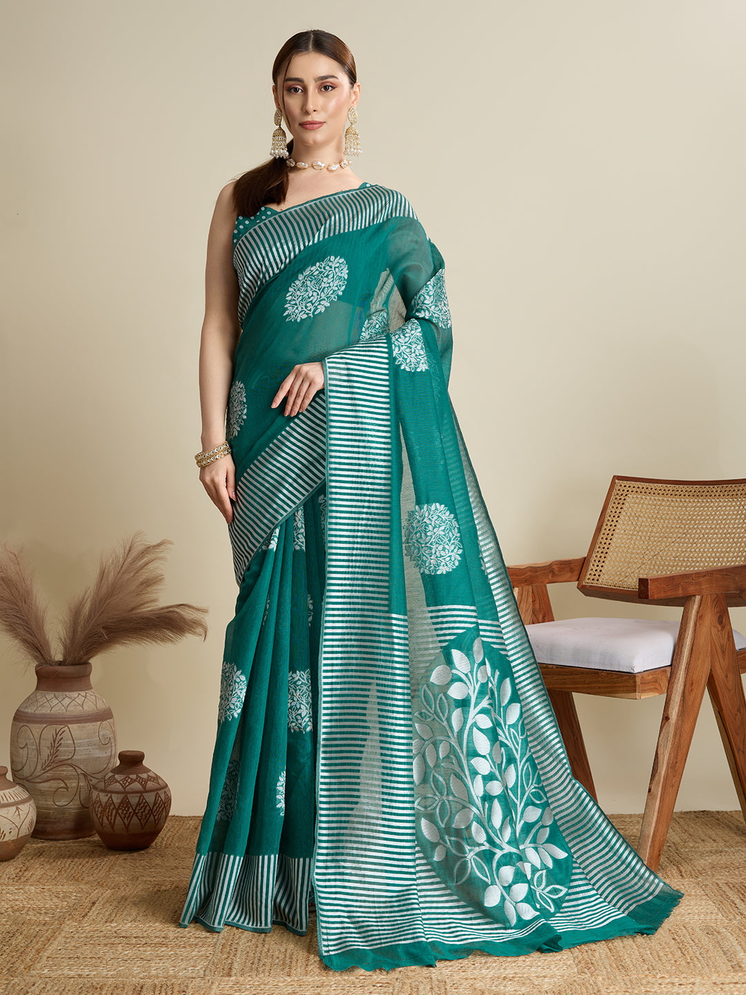 ETHNIC MOTIFS SILK BLEND SAREE