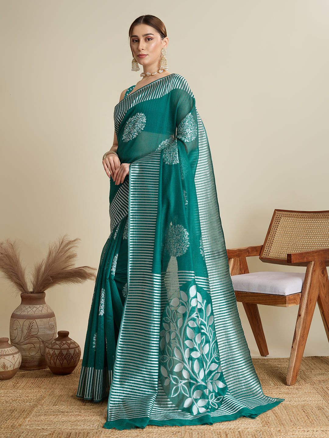 ETHNIC MOTIFS SILK BLEND SAREE