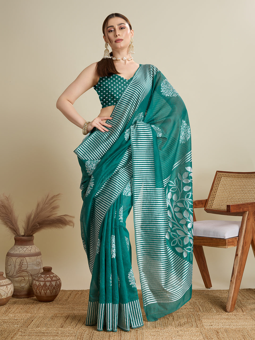 ETHNIC MOTIFS SILK BLEND SAREE