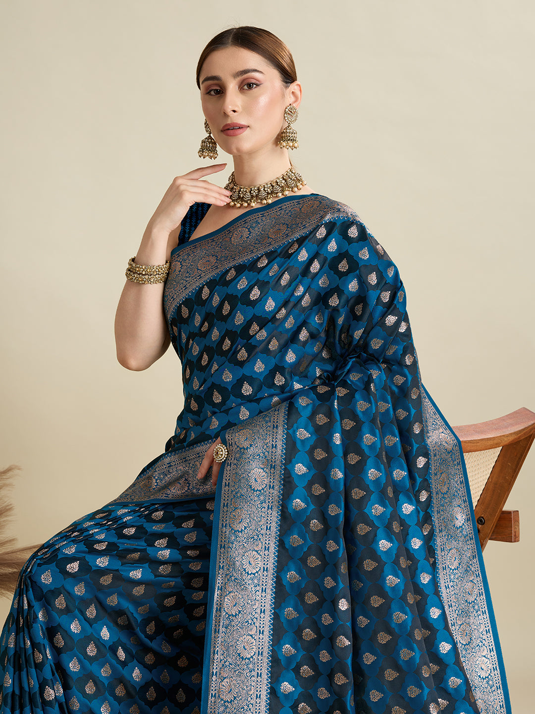 BANARSI STYLE LEELIPEERI WOVEN DESIGN ZARI SILK COTTON SAREE