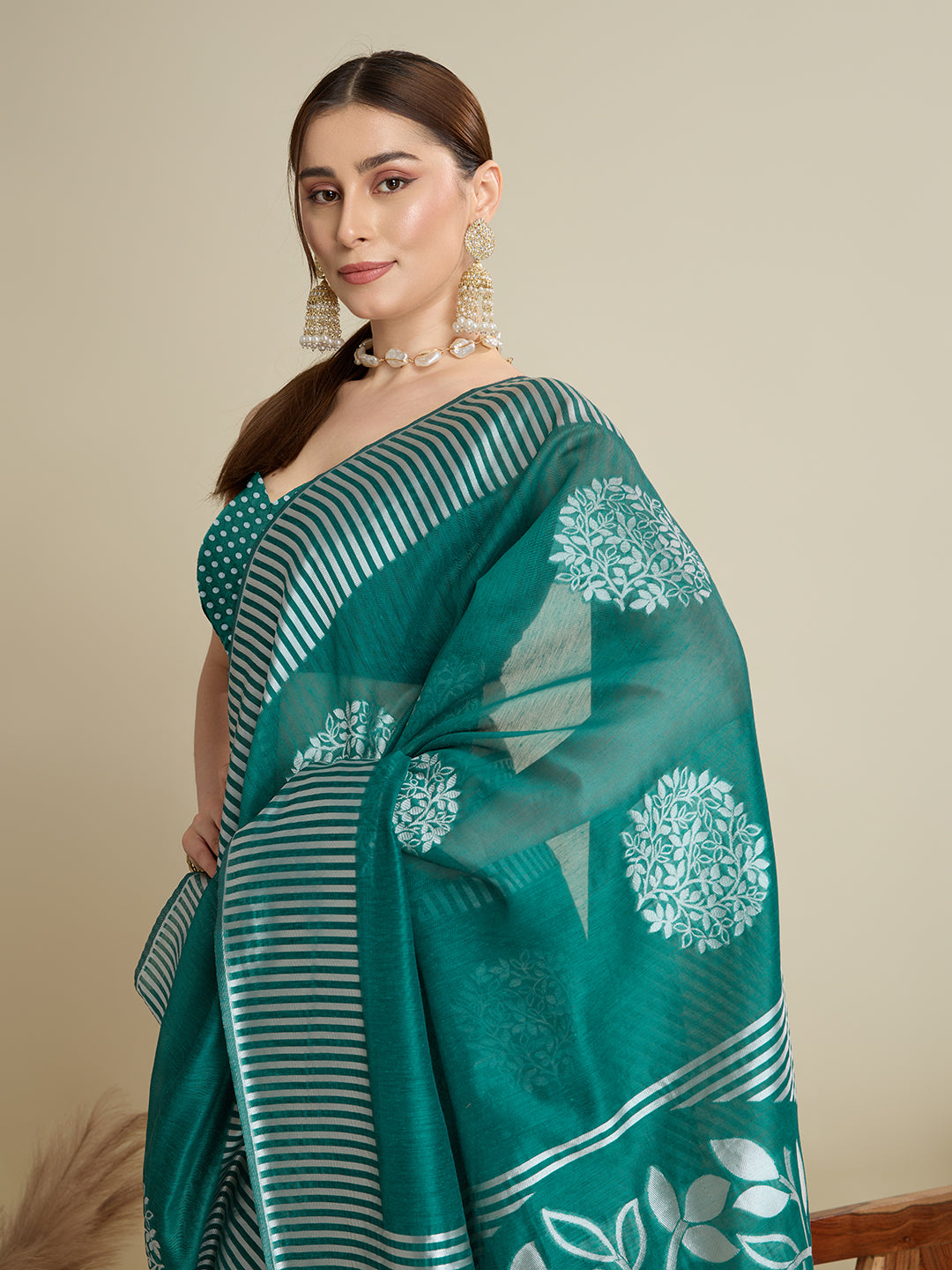 ETHNIC MOTIFS SILK BLEND SAREE