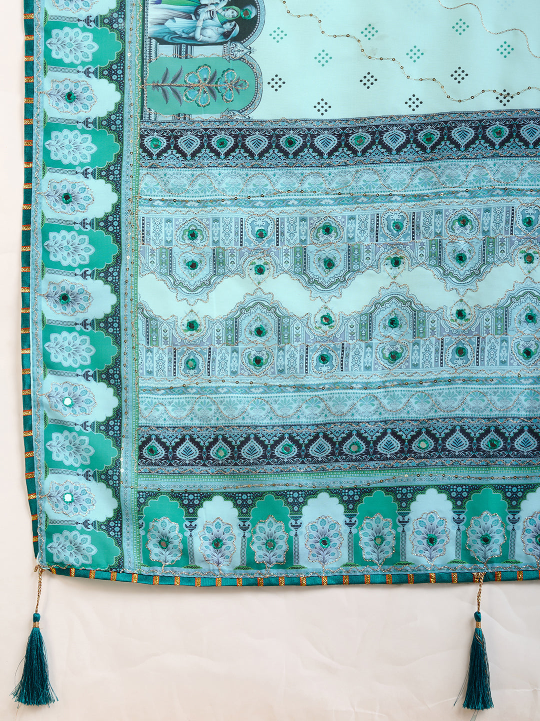 VEDANTA VASTRAM MASLIN COTTON DIGITAL PRINTED EMBROIDERED WORK SAREE