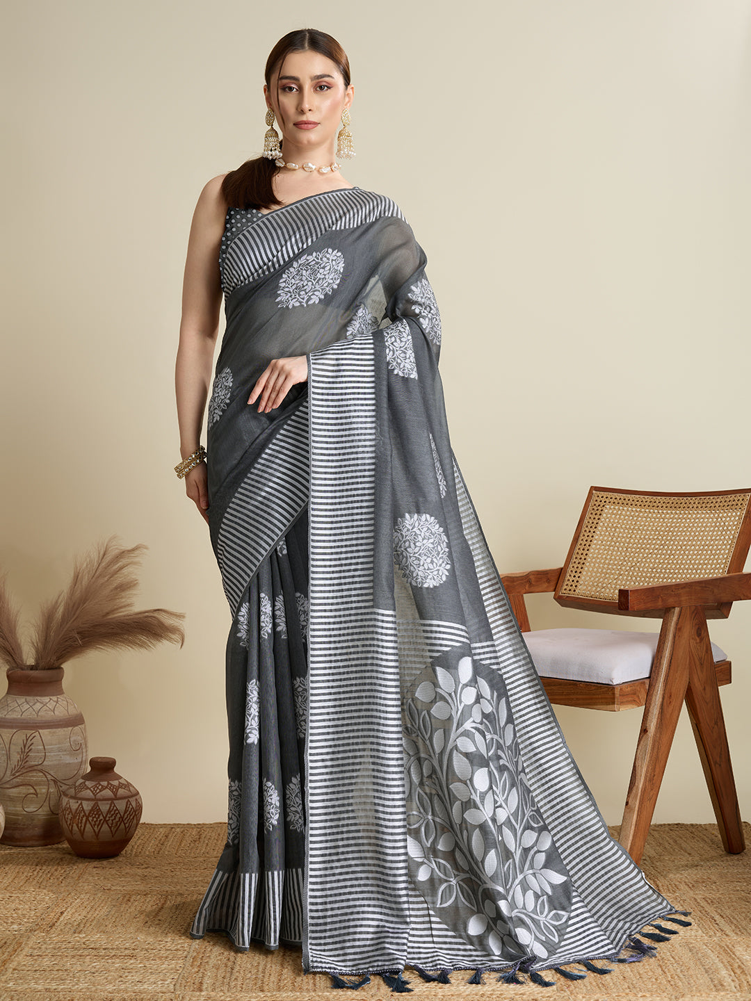 ETHNIC MOTIFS SILK BLEND SAREE