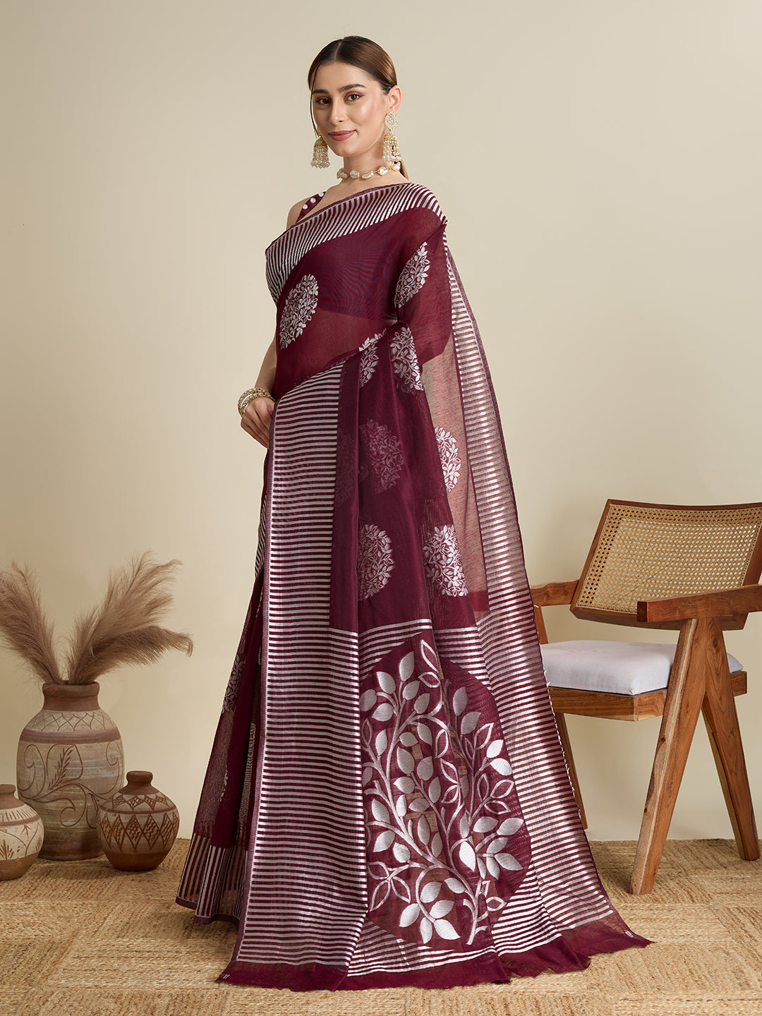 ETHNIC MOTIFS SILK BLEND SAREE