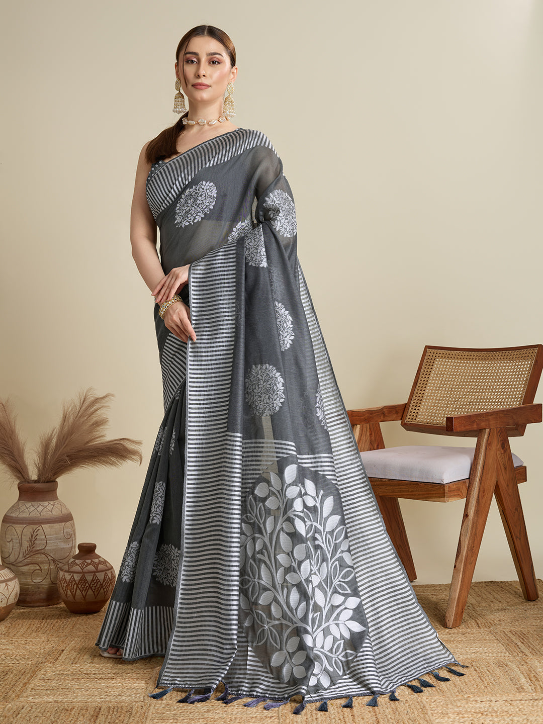ETHNIC MOTIFS SILK BLEND SAREE