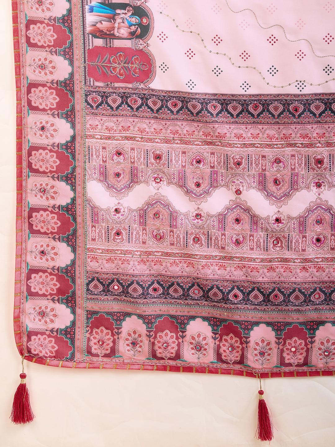 VEDANTA VASTRAM MASLIN COTTON DIGITAL PRINTED EMBROIDERED WORK SAREE