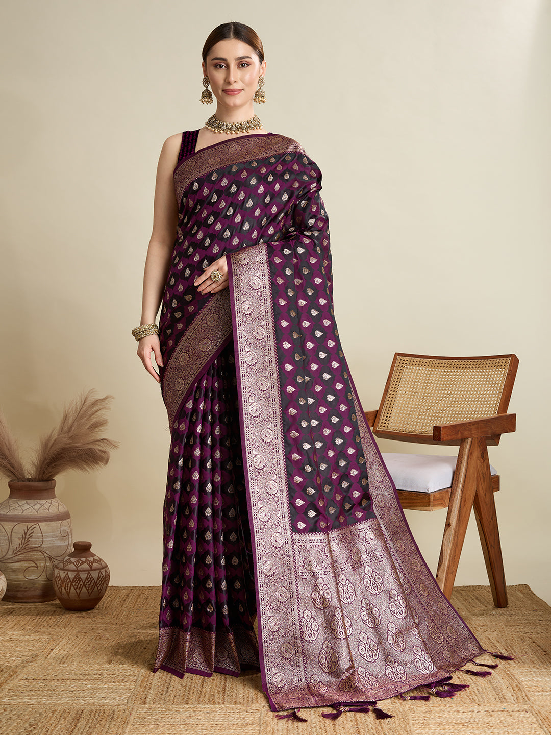 BANARSI STYLE LEELIPEERI WOVEN DESIGN ZARI SILK COTTON SAREE