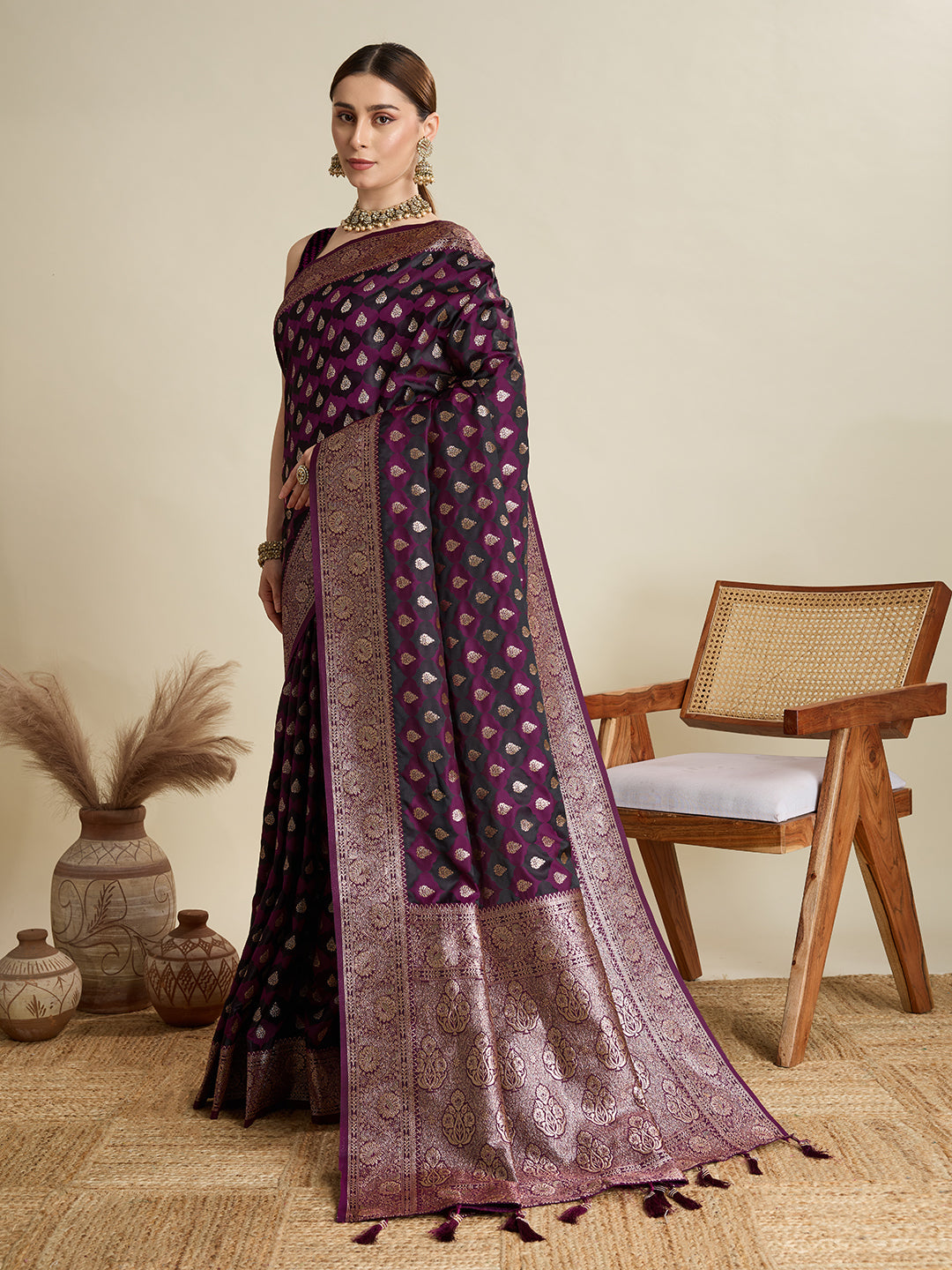 BANARSI STYLE LEELIPEERI WOVEN DESIGN ZARI SILK COTTON SAREE