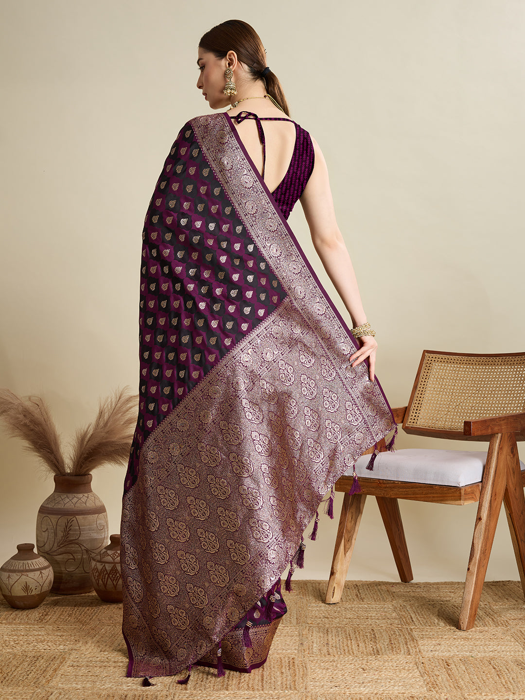 BANARSI STYLE LEELIPEERI WOVEN DESIGN ZARI SILK COTTON SAREE