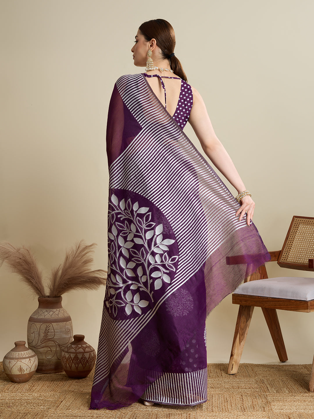 ETHNIC MOTIFS SILK BLEND SAREE