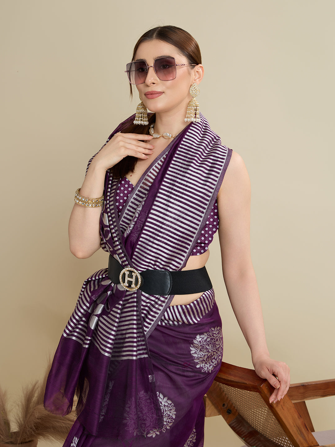 ETHNIC MOTIFS SILK BLEND SAREE