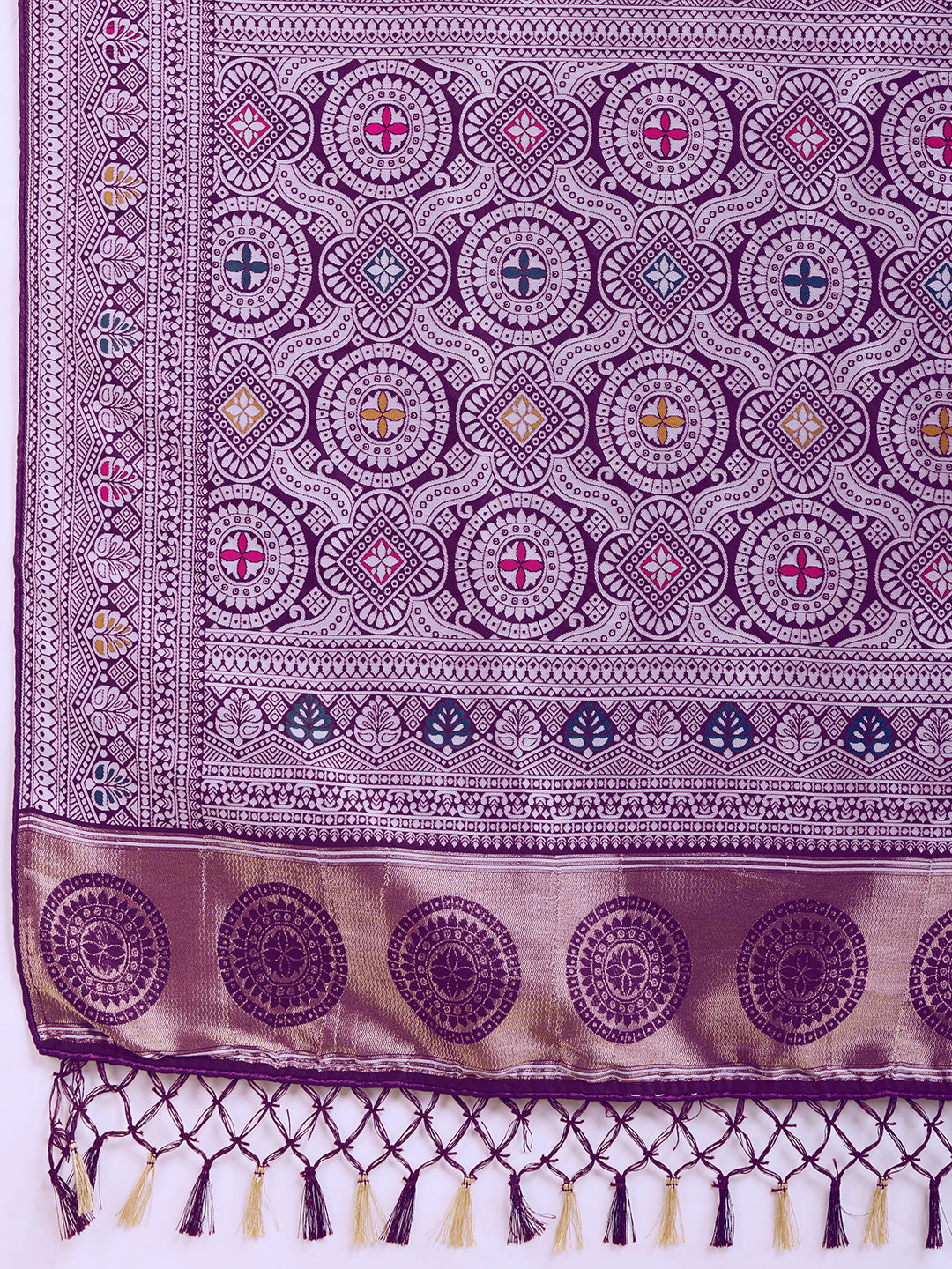 LATEST JACQUARD GOLD ZARI WOVEN LITCHI SILK BANARSI SAREE