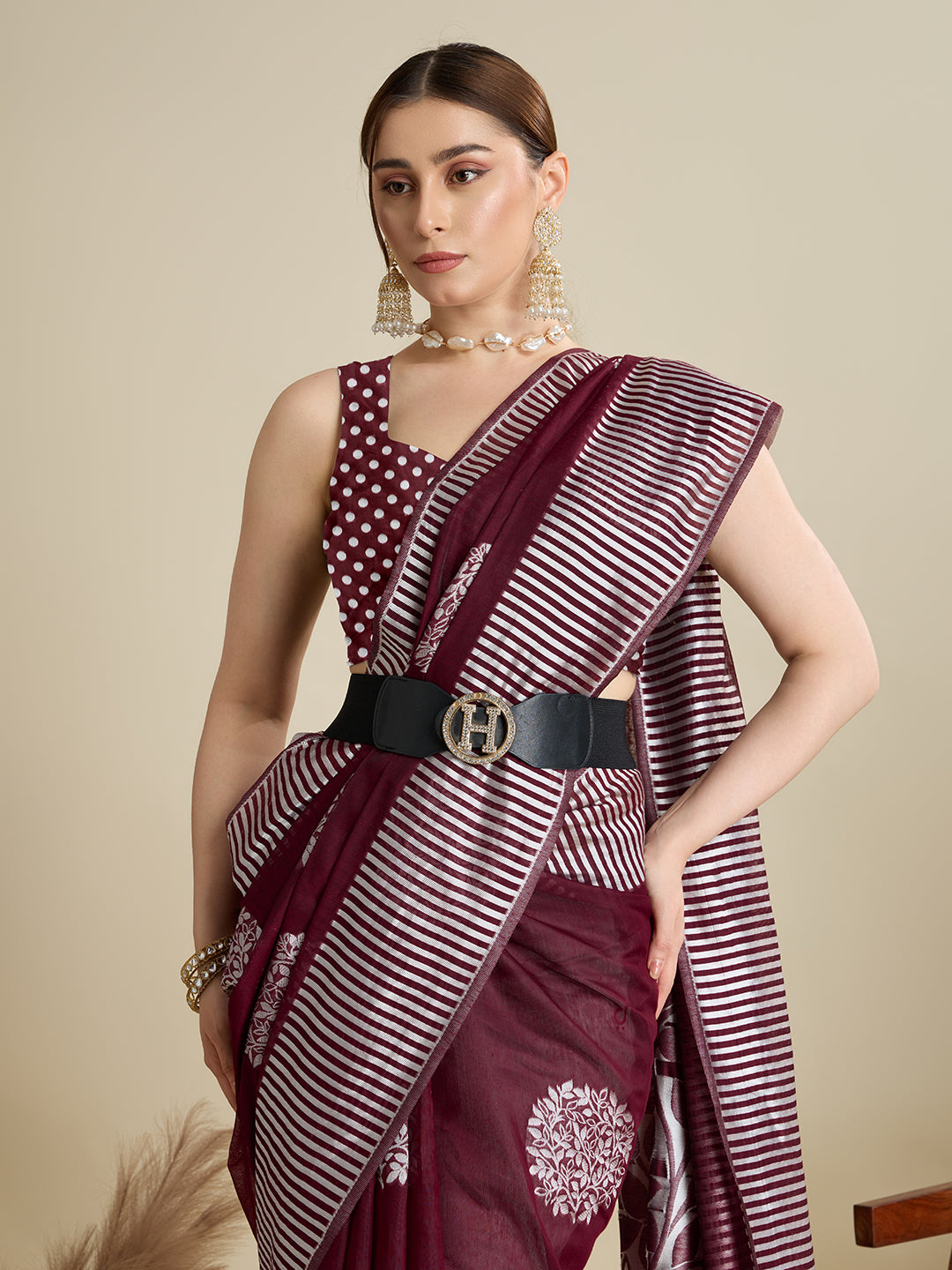 ETHNIC MOTIFS SILK BLEND SAREE