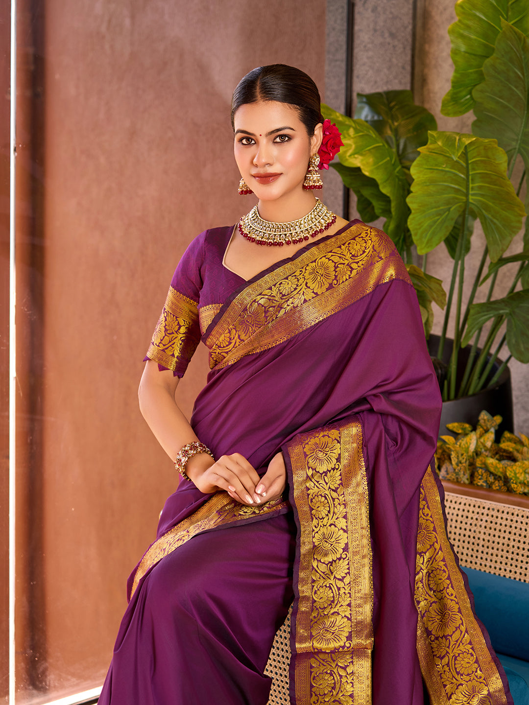 SATRANI PURE SILK CREPE PRINTED SAREE WITH UNSTITCHED BLOUSE