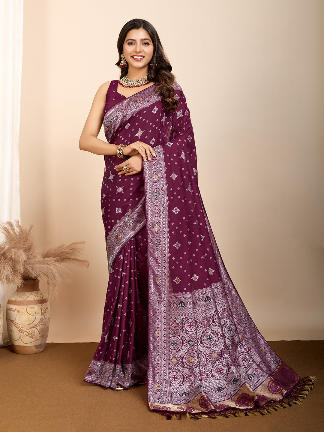 LATEST JACQUARD GOLD ZARI WOVEN LITCHI SILK BANARSI SAREE