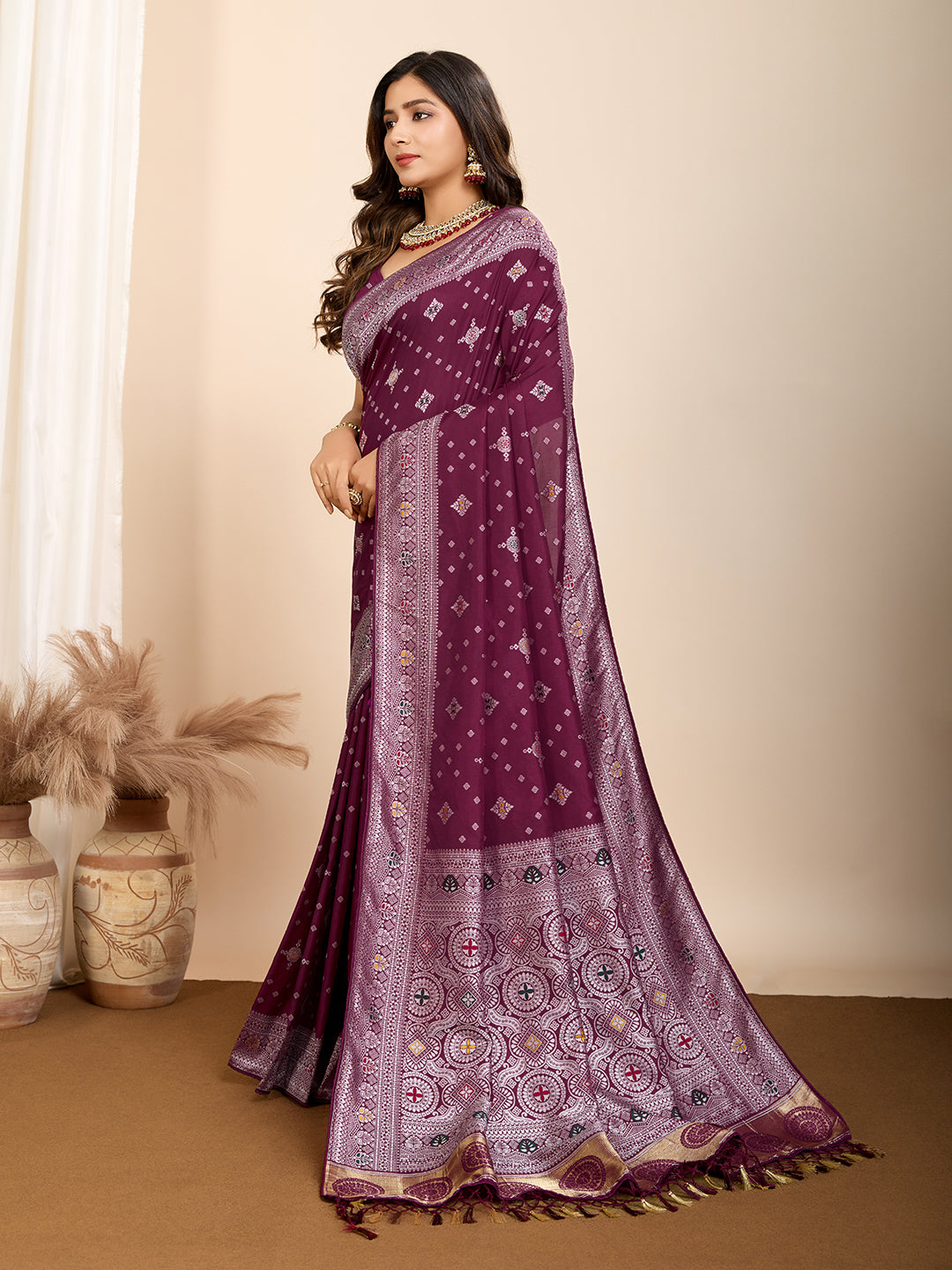 LATEST JACQUARD GOLD ZARI WOVEN LITCHI SILK BANARSI SAREE