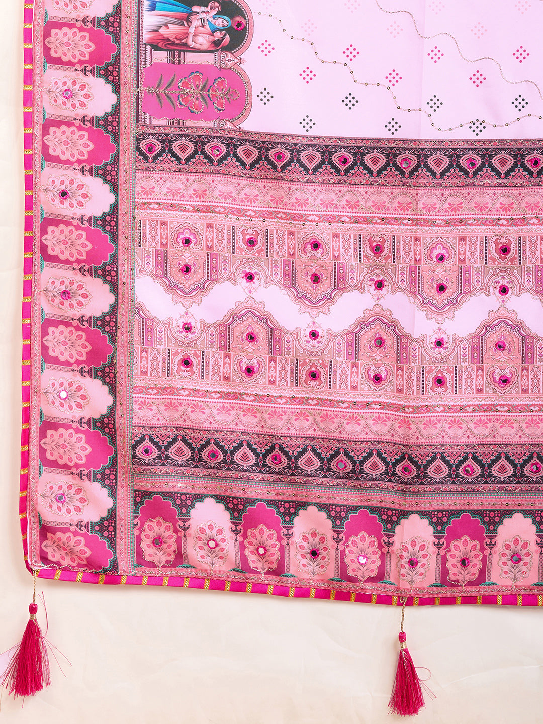 VEDANTA VASTRAM MASLIN COTTON DIGITAL PRINTED EMBROIDERED WORK SAREE