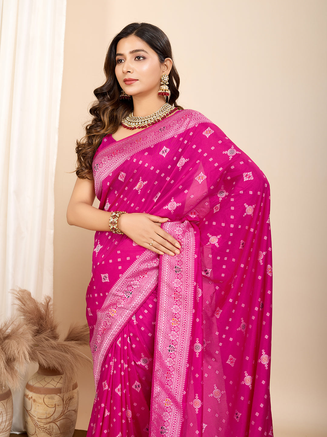 LATEST JACQUARD GOLD ZARI WOVEN LITCHI SILK BANARSI SAREE