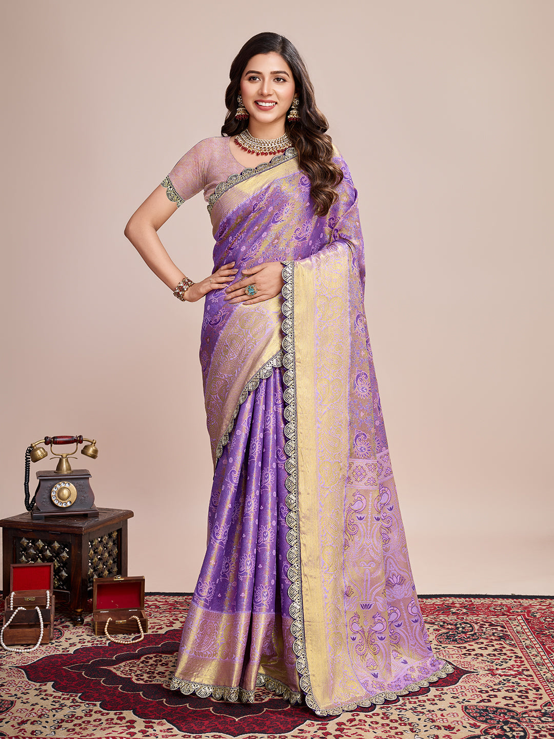 MUNIR WOVEN KANJIVARAM ZARI SILK SAREE