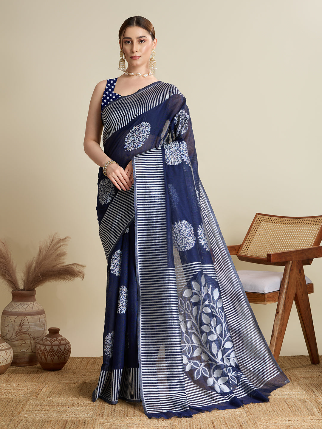 ETHNIC MOTIFS SILK BLEND SAREE