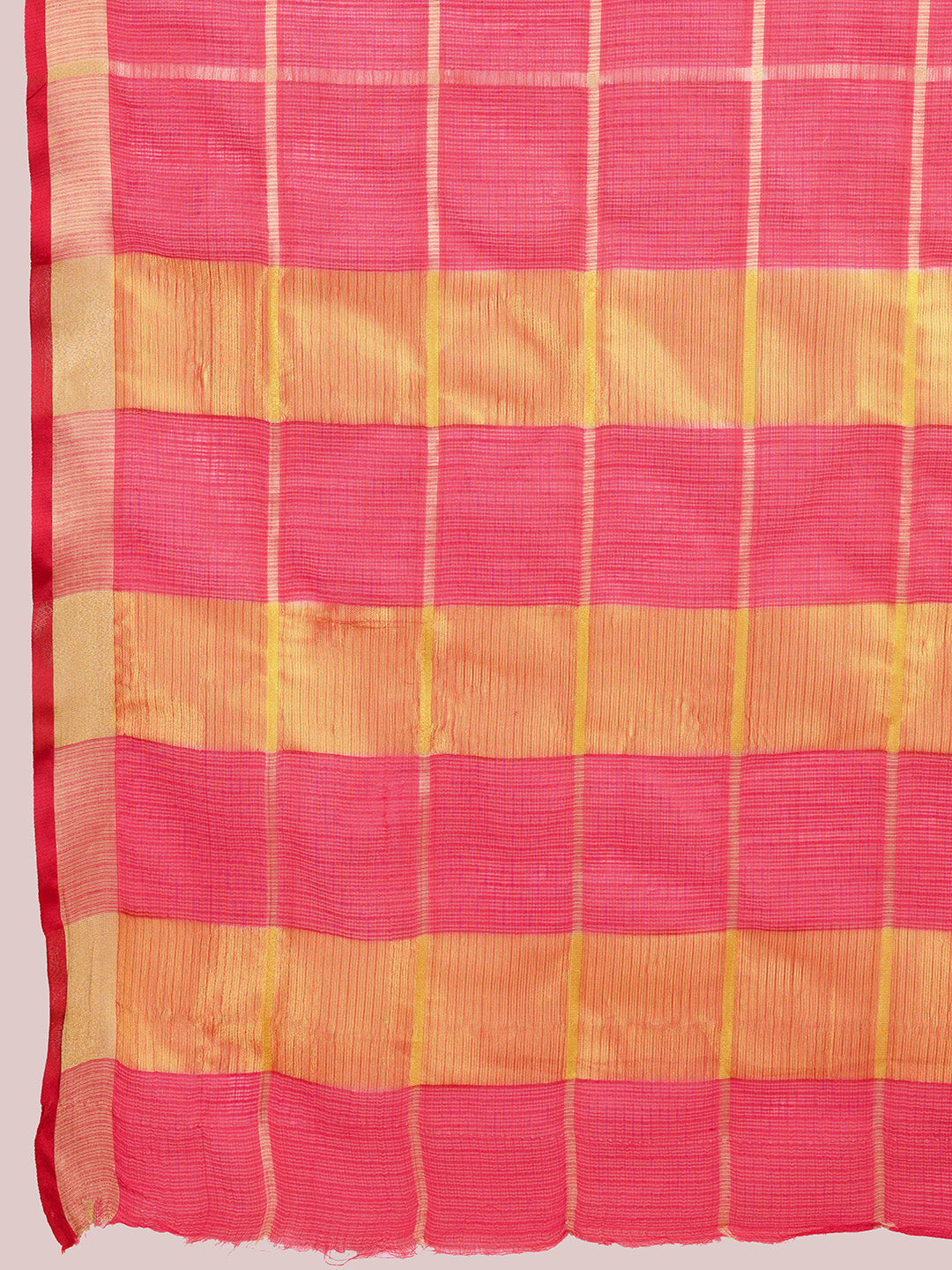 NIMIDIYA PEACH ZARI WOVEN KOTA DORIA SILK SAREE