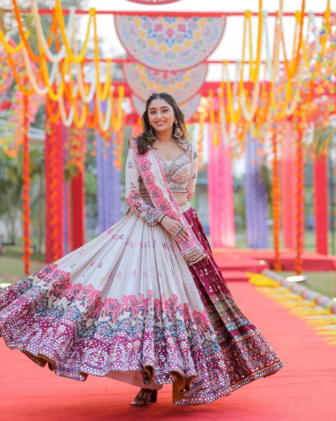 DAZZLING REFLECTIONS BUTTER SILK LAHENGA CHOLI WITH DUPATTA