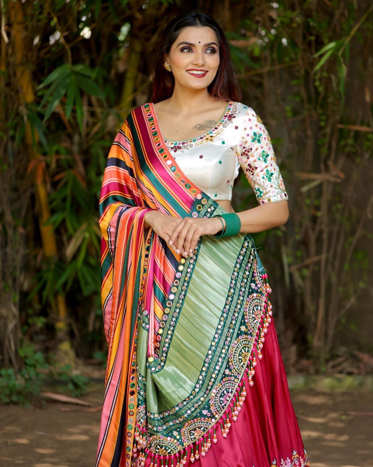DOLA SILK STYLISH DESIGNER DIGITAL PRINTED WORK LAHENGA CHOLI WITH DUPATTA