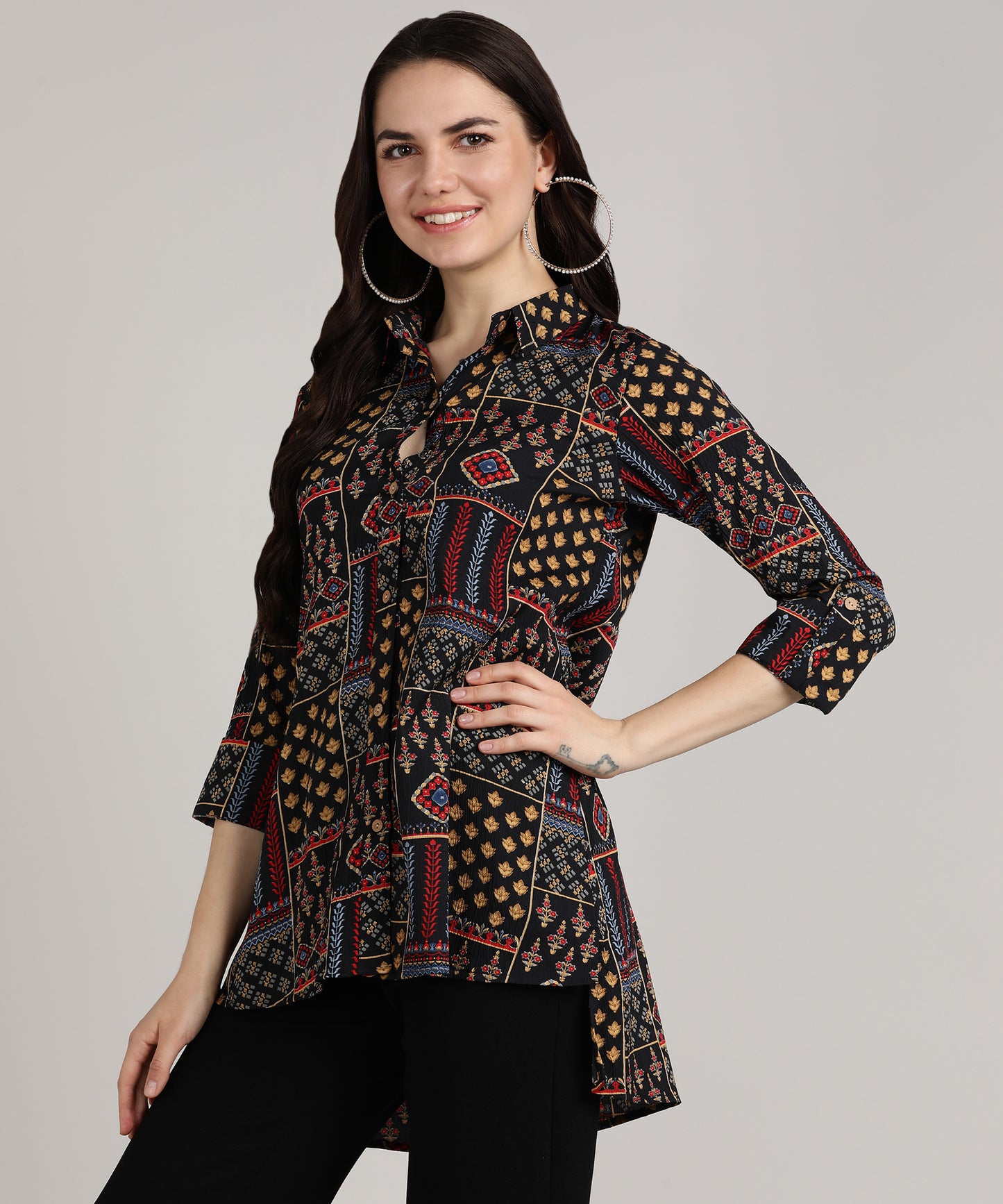 Trending Printed Long Shirt Style Top