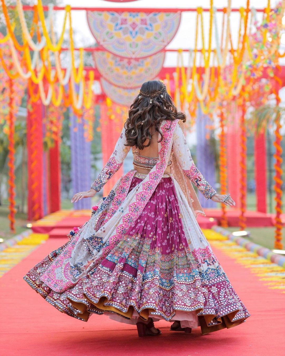 DAZZLING REFLECTIONS BUTTER SILK LAHENGA CHOLI WITH DUPATTA