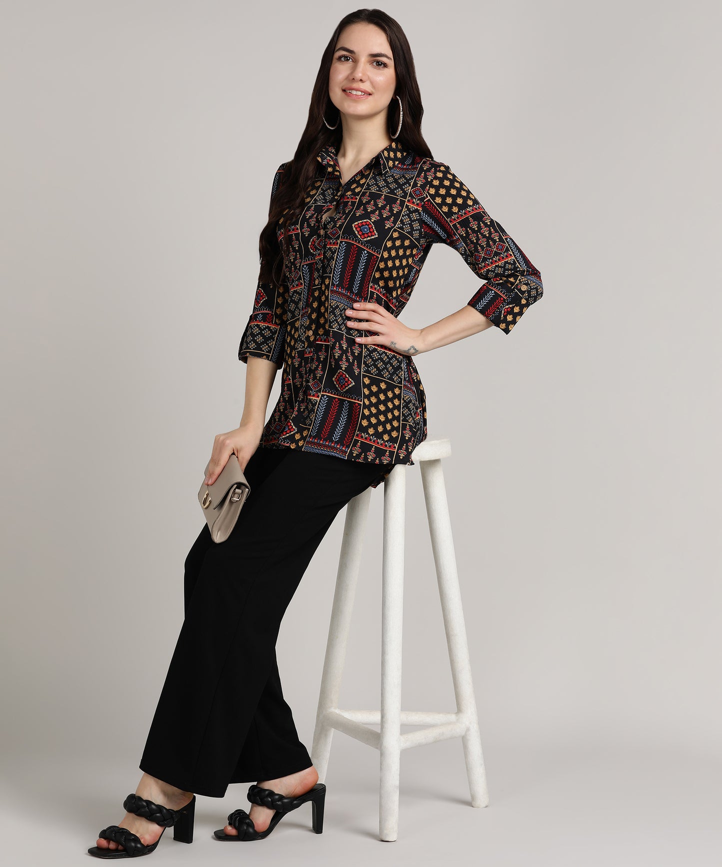 Trending Printed Long Shirt Style Top