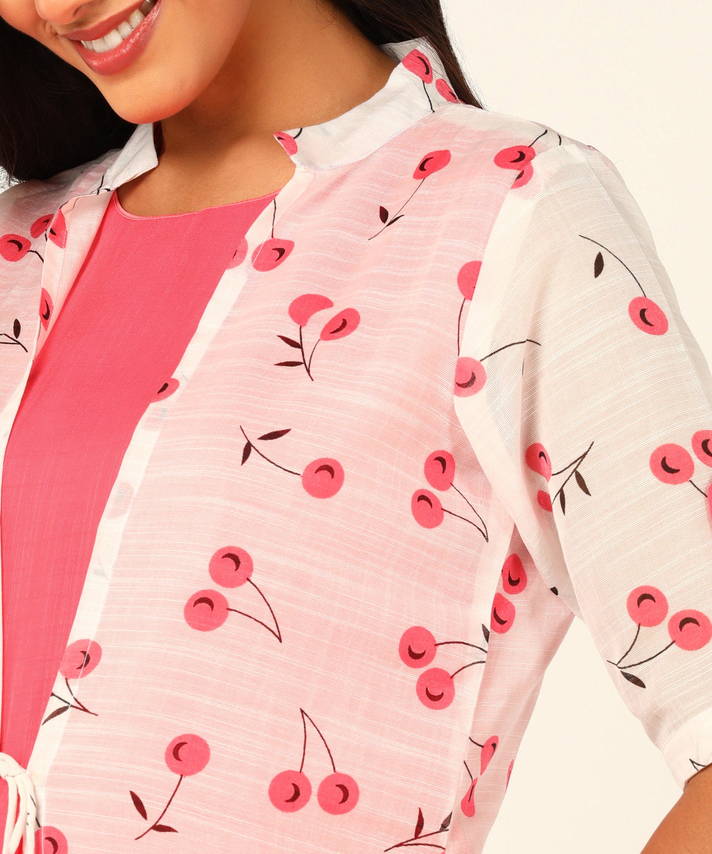 Kurta with Overlay or a Long Jacket Or Shrug with Umbrella Cut Inner Midi Dress