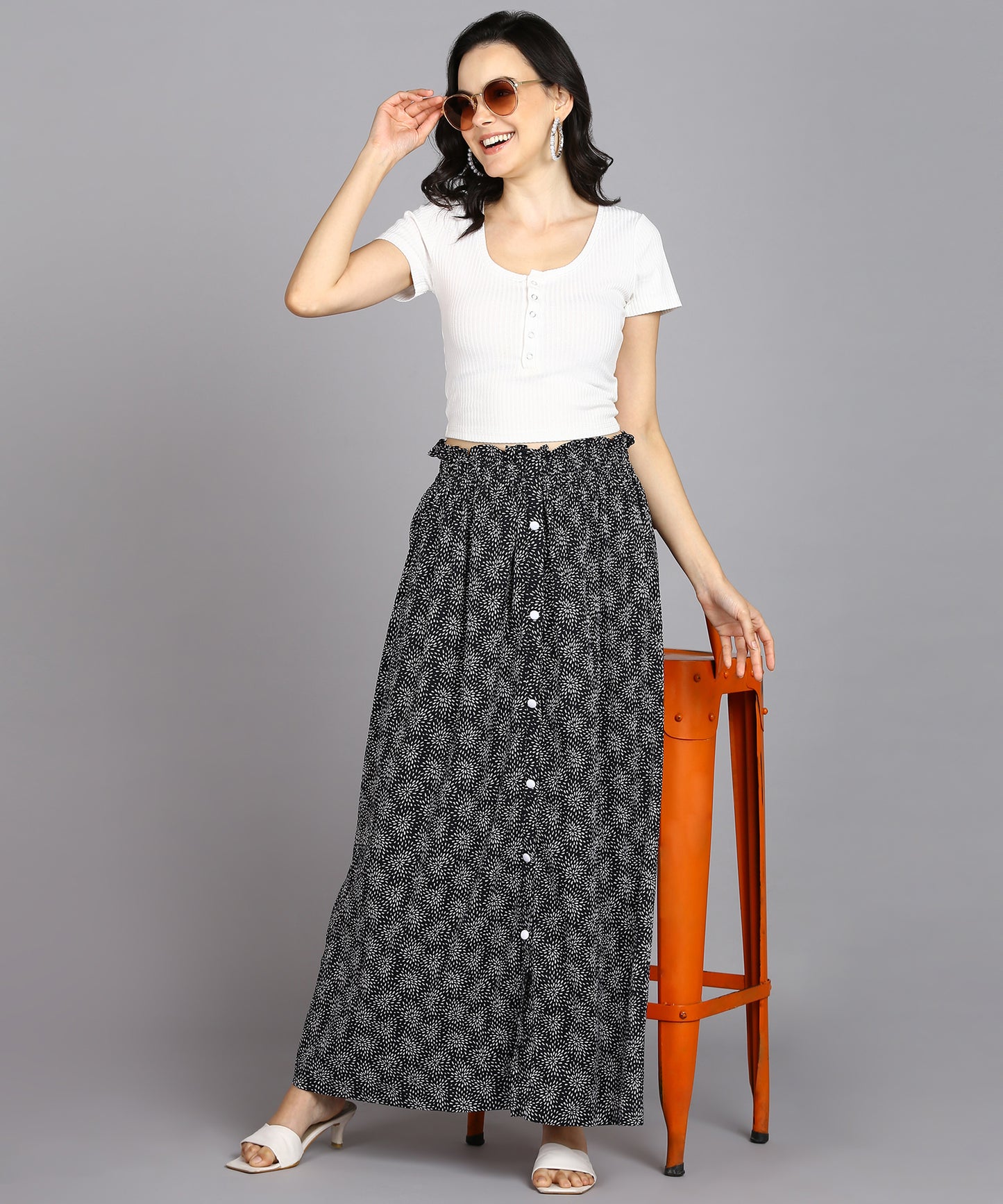 SDGRATITUDE WOMEN PRINTED A-LINE SKIRT