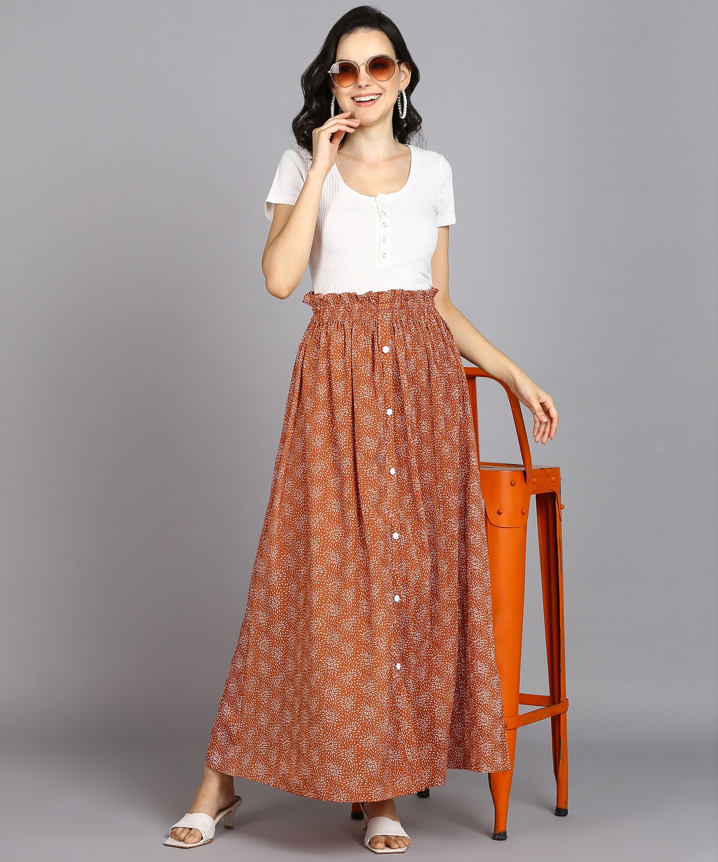 SDGRATITUDE WOMEN PRINTED A-LINE SKIRT