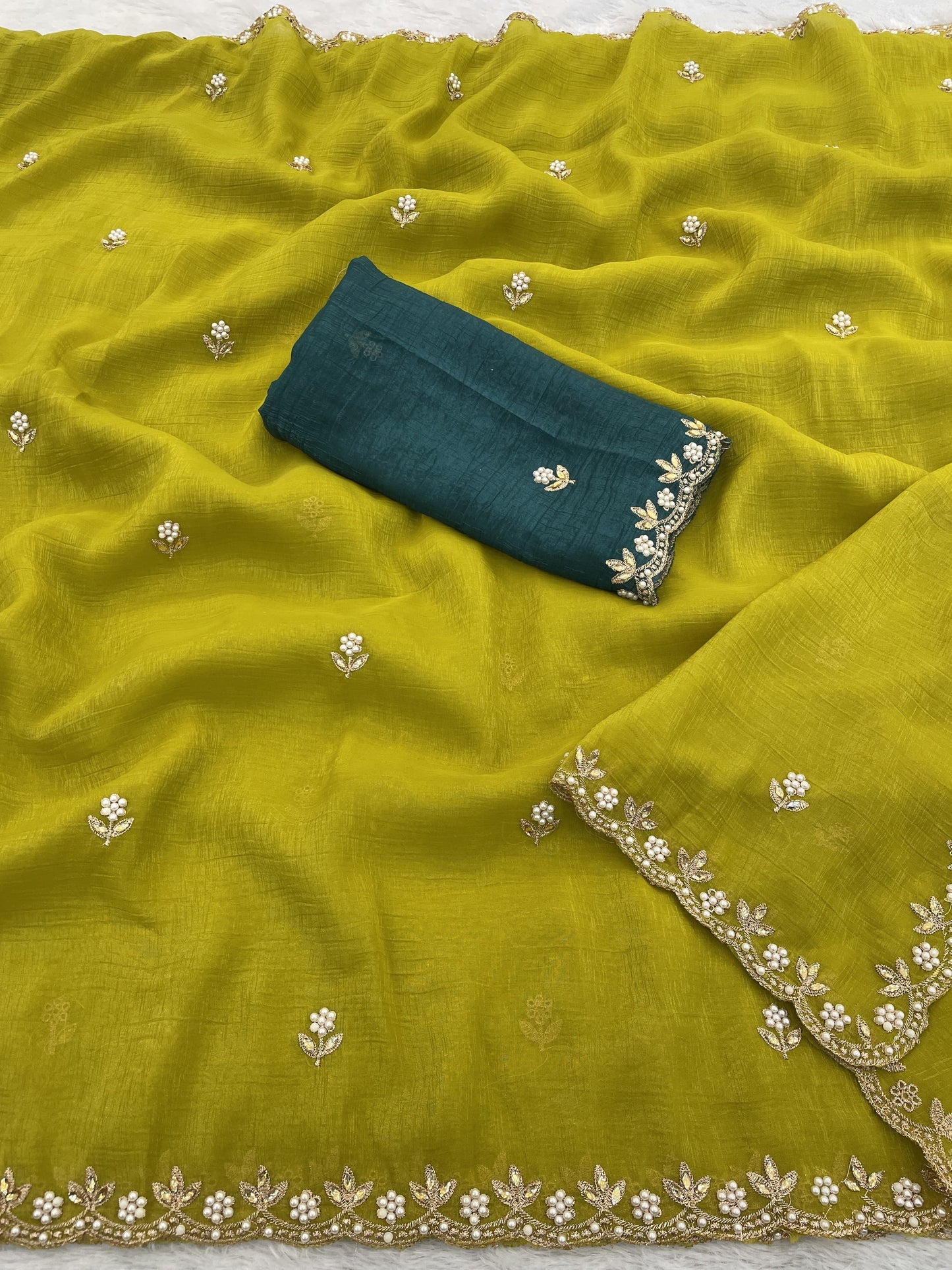 Heavy Crunchy Silk Embroidery Saree