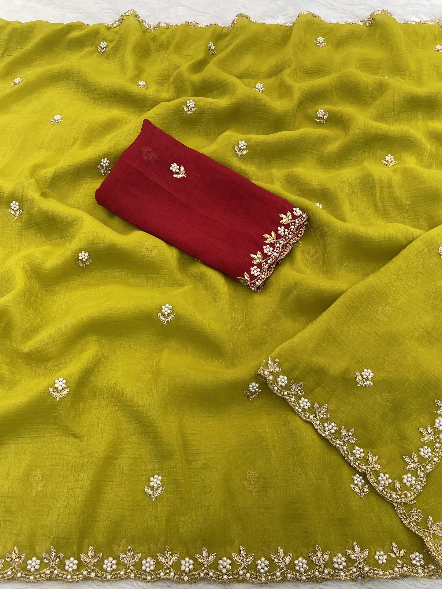Heavy Crunchy Silk Embroidery Saree