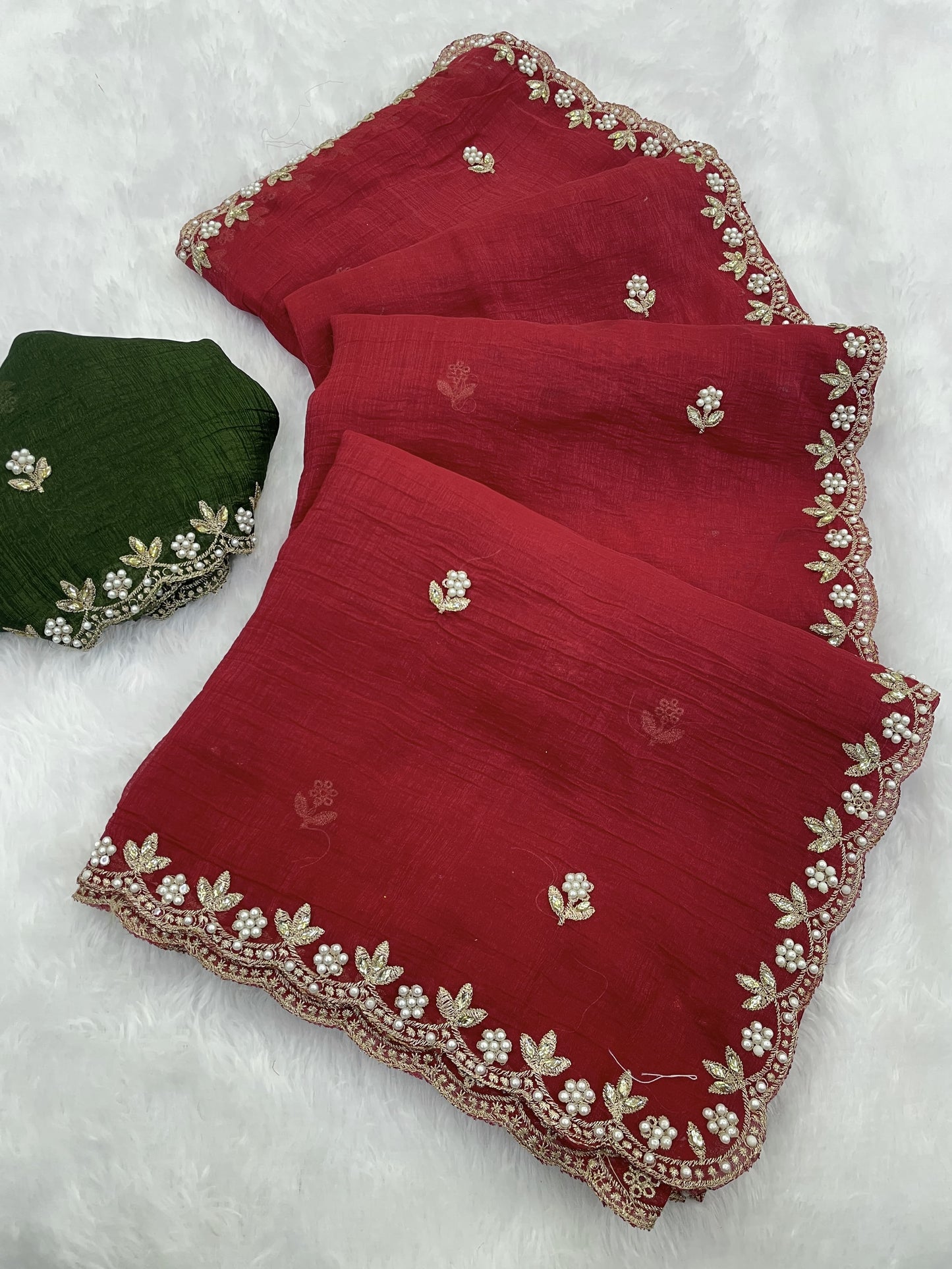 Heavy Crunchy Silk Embroidery Saree